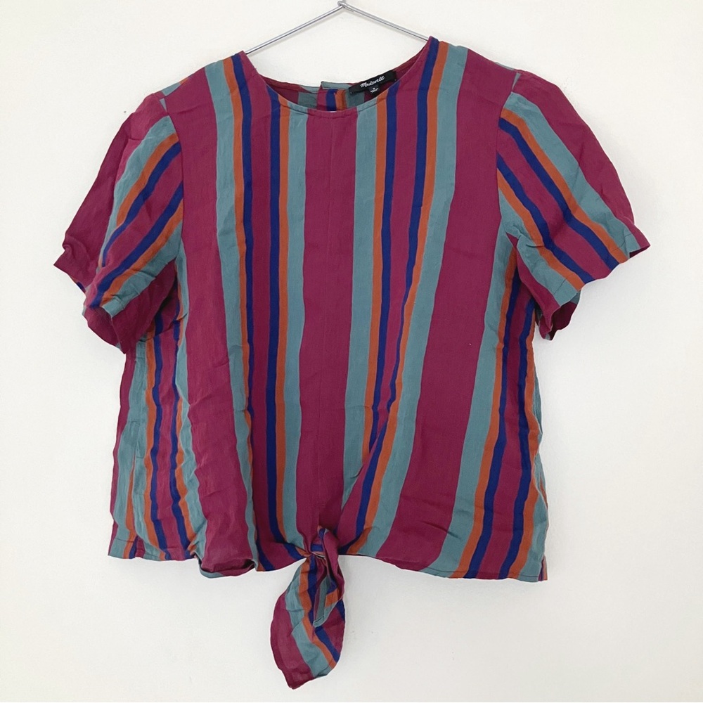 Madewell • Button Back Tie Top in Rosalinda Stripe - Picture 5 of 12
